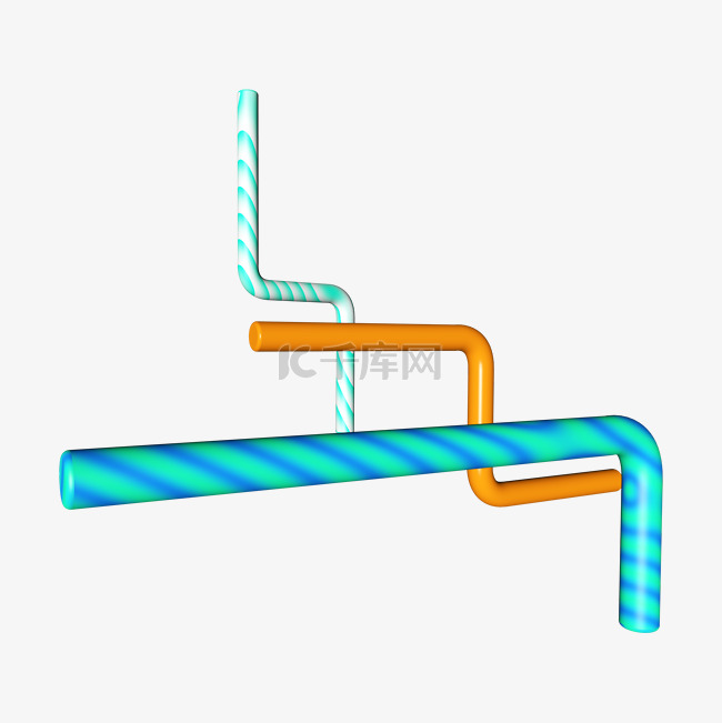 618电商c4d交叉渐变金属管道