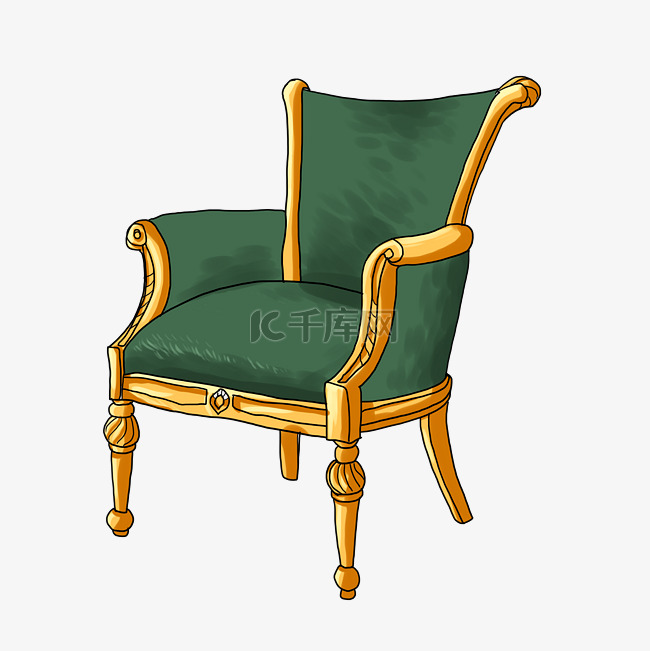高档绿色椅子插画