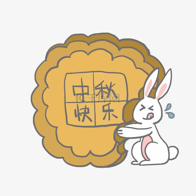 中秋节月饼月兔插画