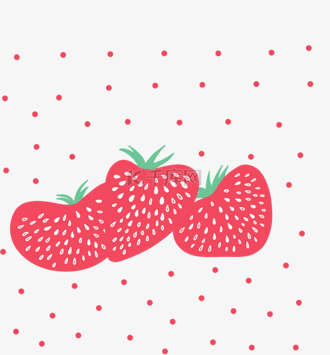 红色手绘可爱草莓装饰