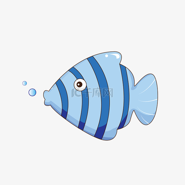 蓝色小鱼手绘卡通