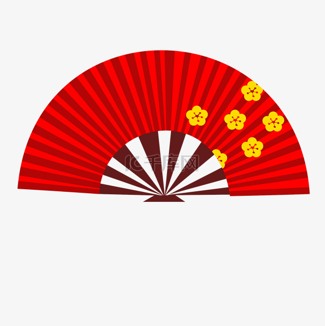 中国风红色梅花扇子