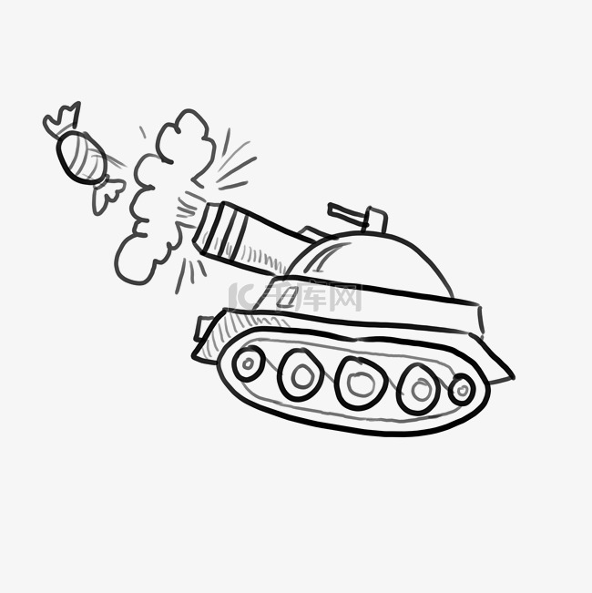 儿童节简笔速写手绘涂鸦糖果坦克
