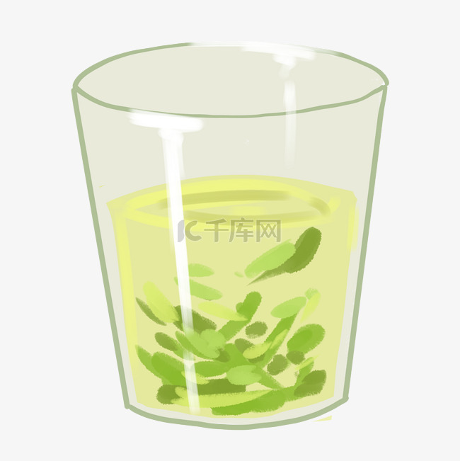 清明节绿茶装饰插画