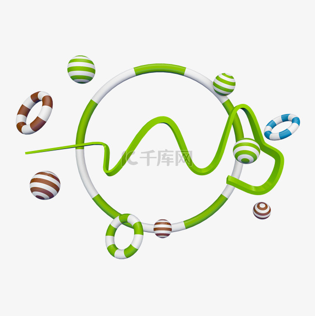 小清新圆环圆圈C4D电商装饰元素
