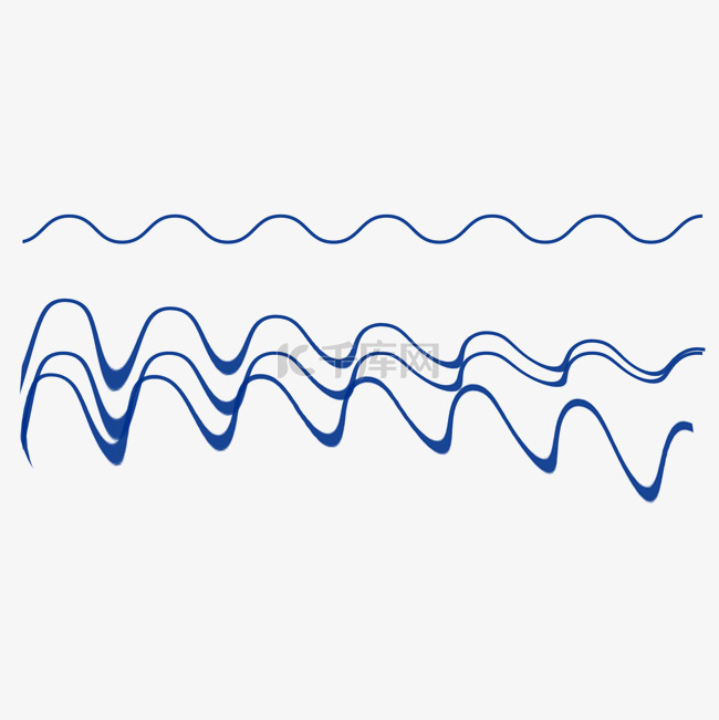 蓝色手绘通用波浪线装饰