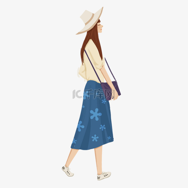 夏季手绘小清新美女插画