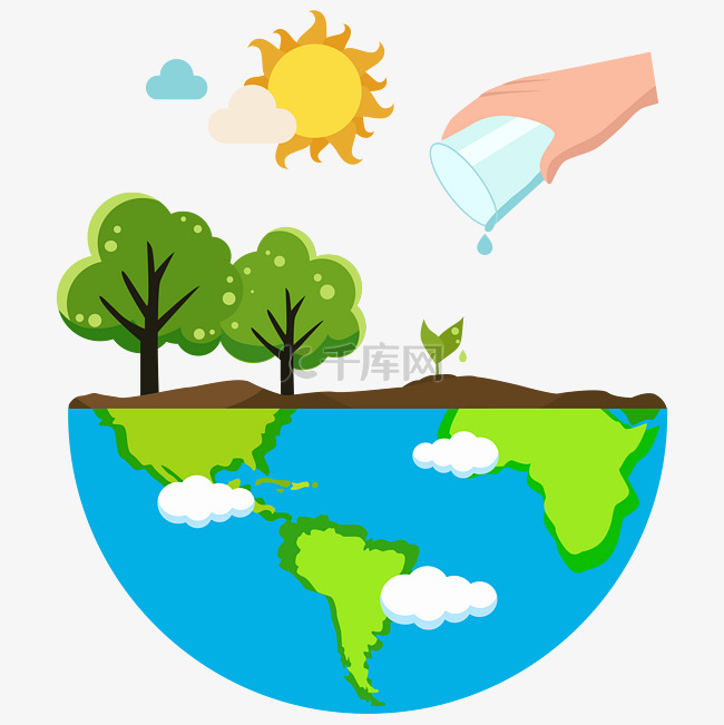 2019年植树节环保地球矢量图