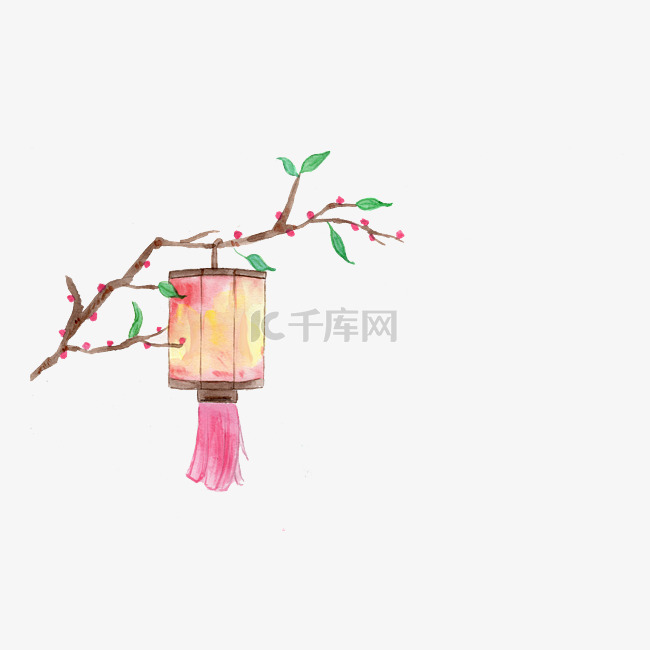 中国风小物水彩梅花插画