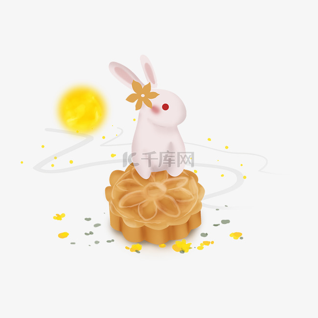 中秋节玉兔和月饼