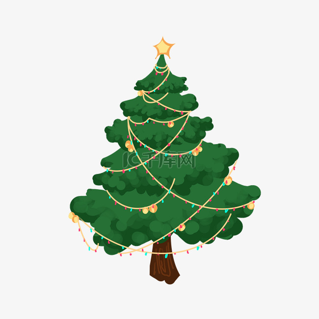 手绘的圣诞树插画