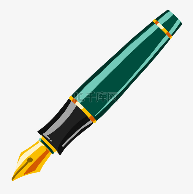 绿色文具钢笔插图