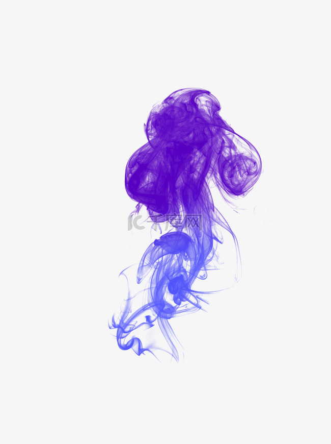 蓝紫色渐变彩色蘑菇云烟雾上升透