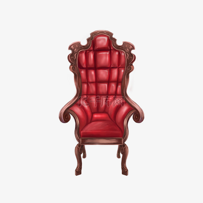 手绘女王的红色单人椅子