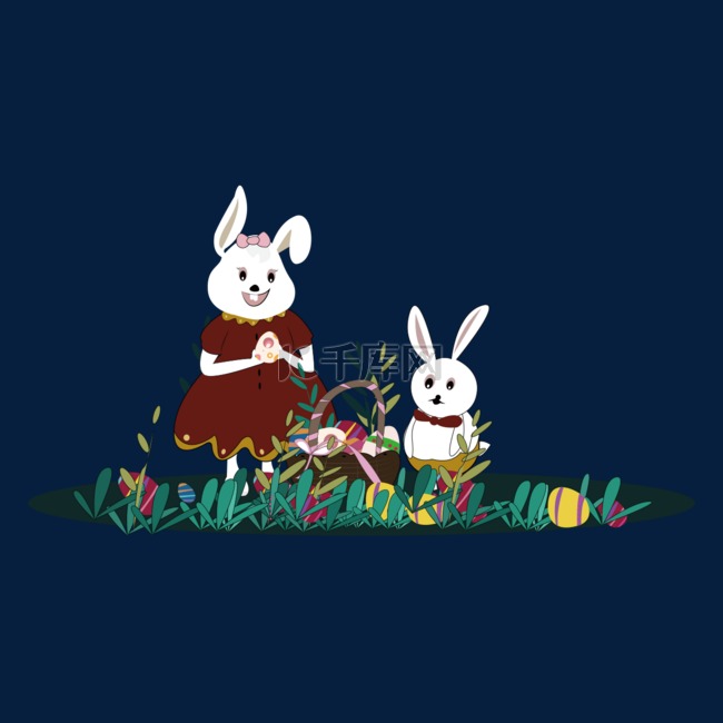 矢量可爱卡通小兔子插画