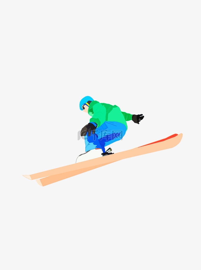 冬季滑雪少年插画设计可商用元素