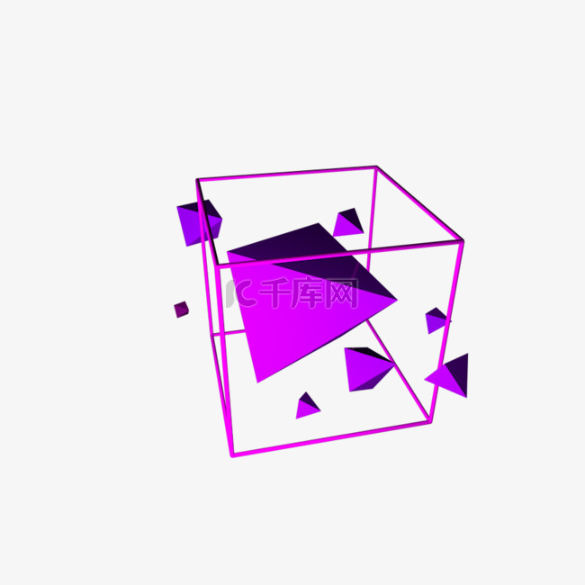 C4D创意紫色几何图形插画