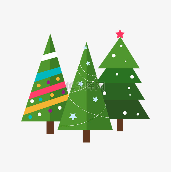 矢量手绘圣诞树绿色