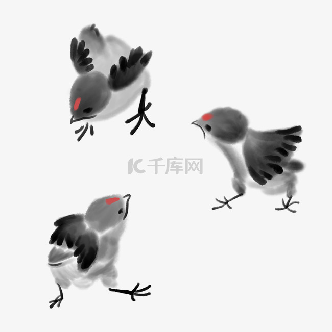 中国风手绘小鸡素材