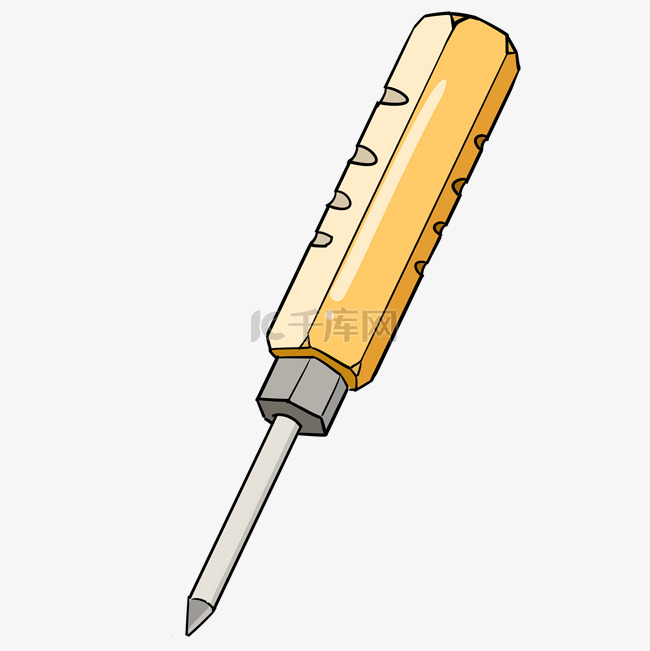 黄色刀把螺丝刀插画