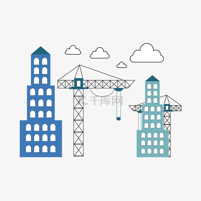 矢量手绘卡通建筑