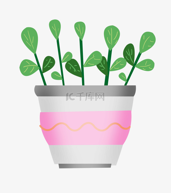 绿色植物粉色花盆盆栽
