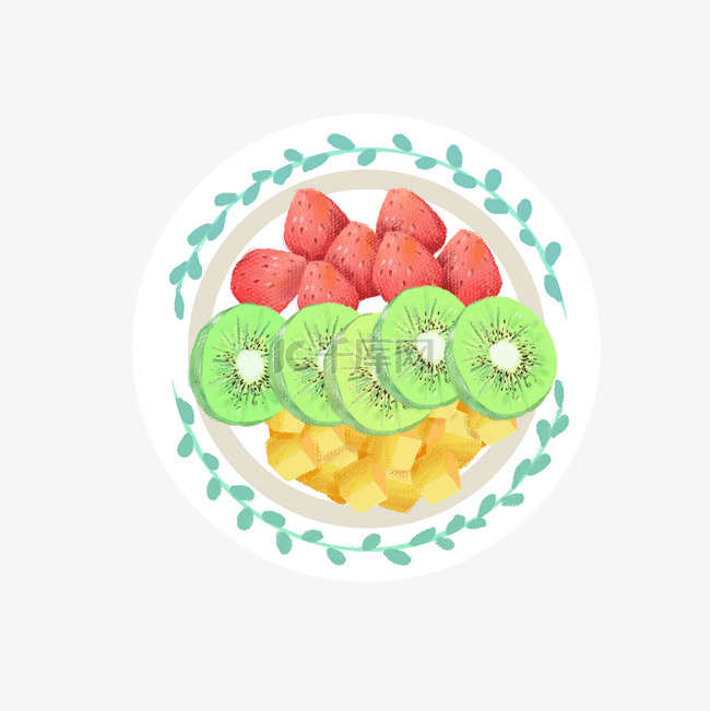 低能量水果果盘插画