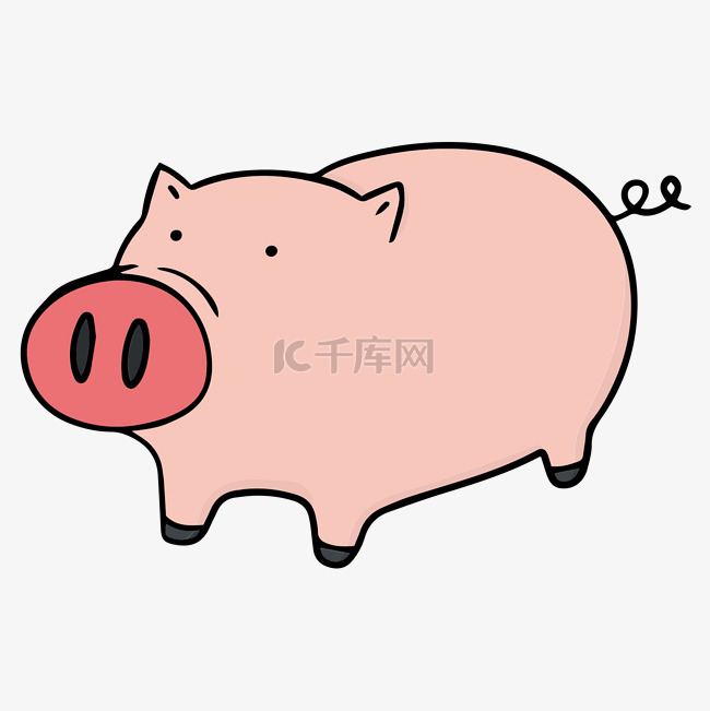 滑稽的手绘卡通可爱猪猪