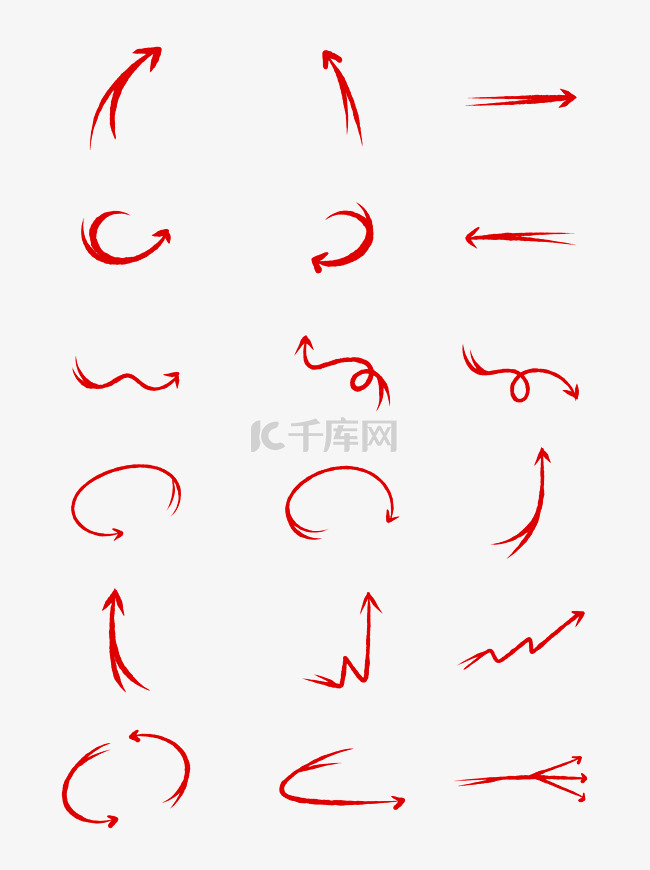 红色箭头线条方向循环标记