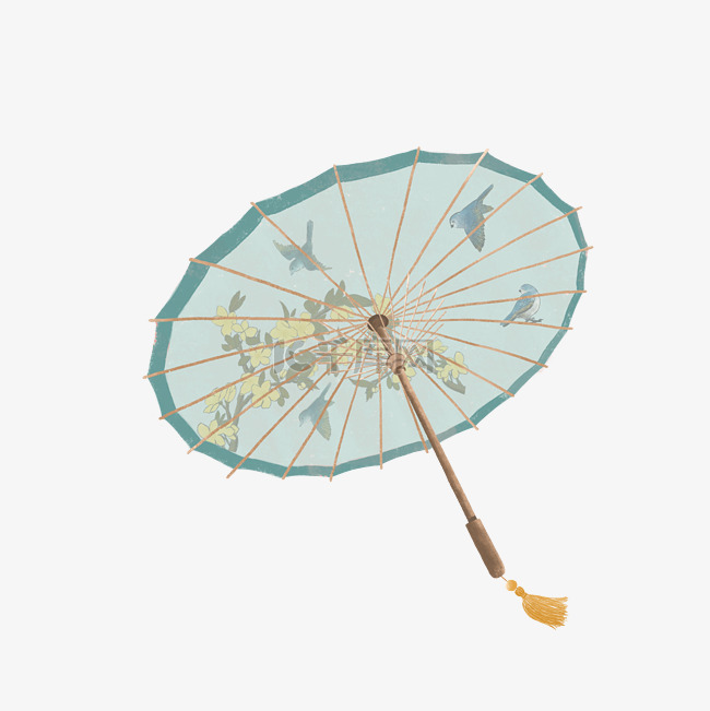 中国油纸伞折伞传统花鸟PNG