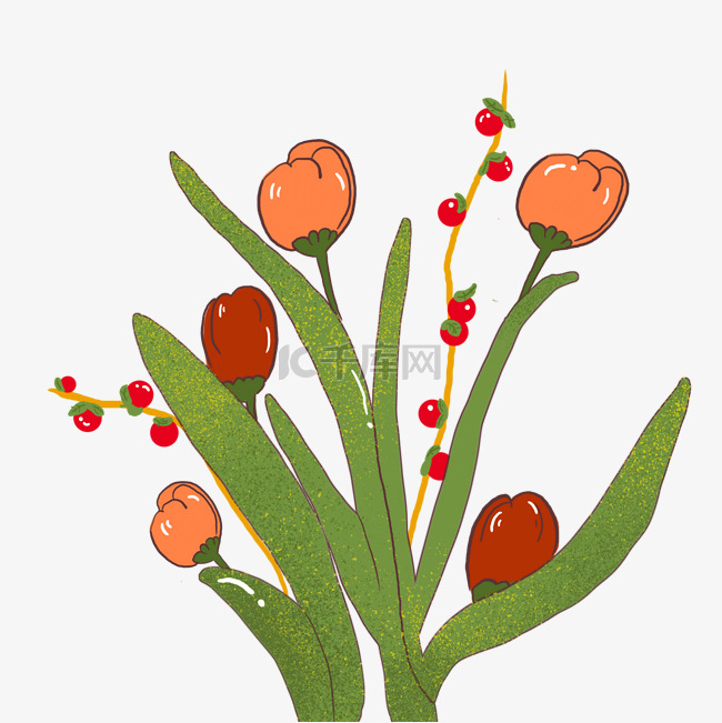 手绘花束植物PNG装饰素材