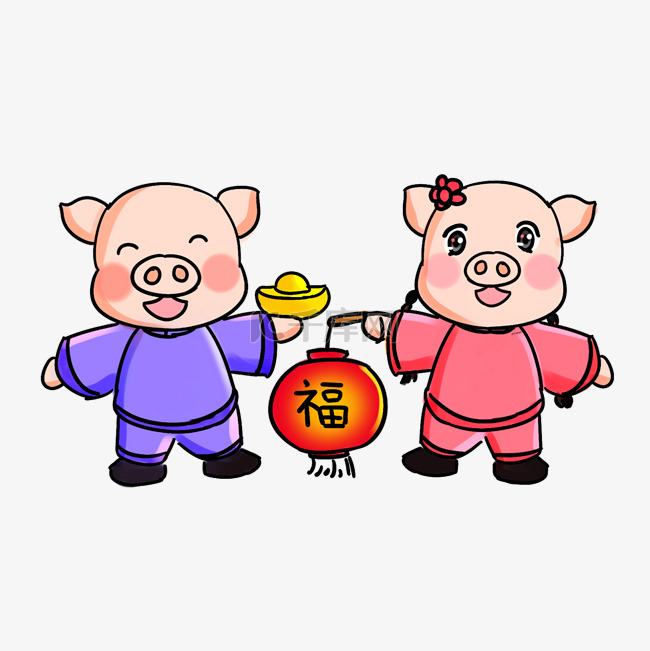 2019猪年快乐系列卡通手绘Q