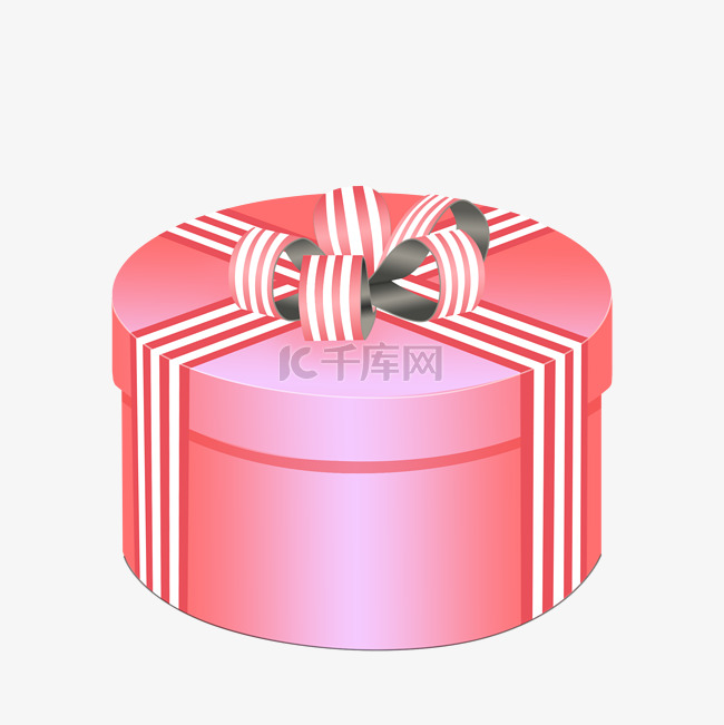 粉色圆形礼盒包装盒插画