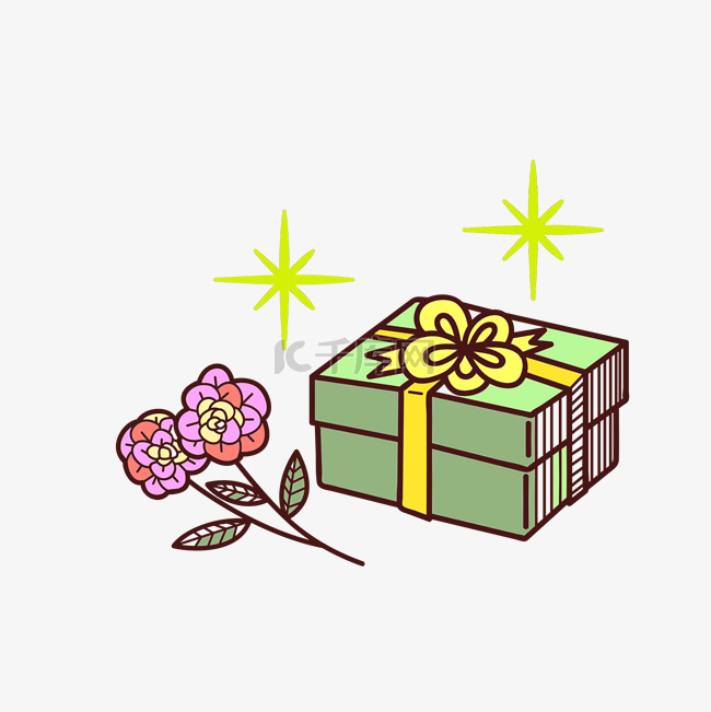 浅绿鲜花礼盒