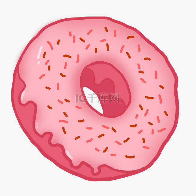 手绘粉红色甜甜圈插画