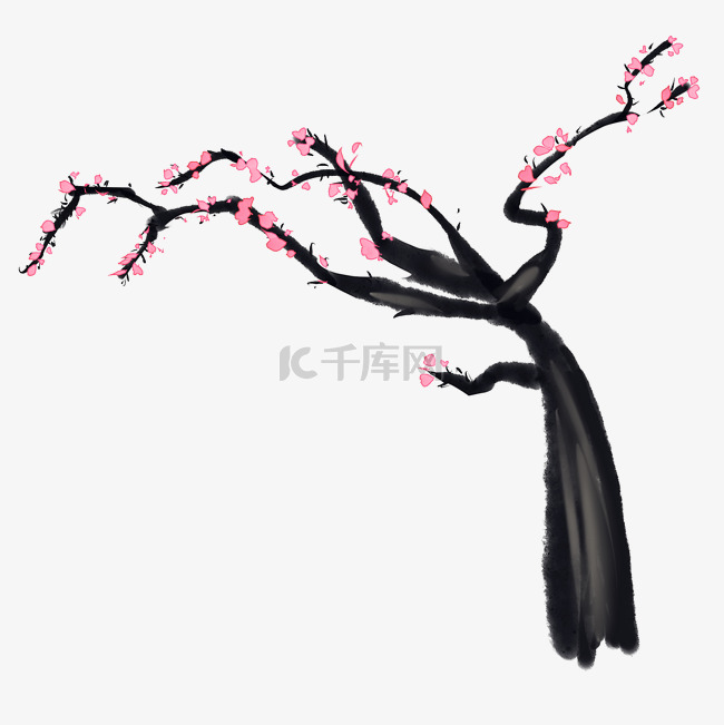 手绘一颗樱花树装饰