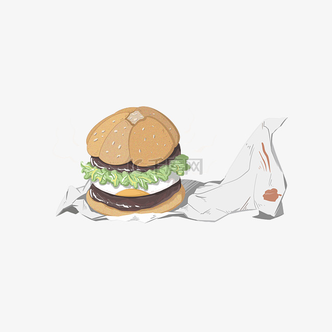 快餐美味汉堡包插画