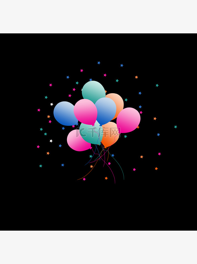 漂浮气球元素之卡通节日庆祝