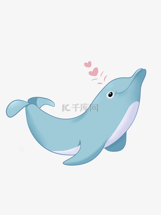 手绘水产动物海豚插画可商用元素