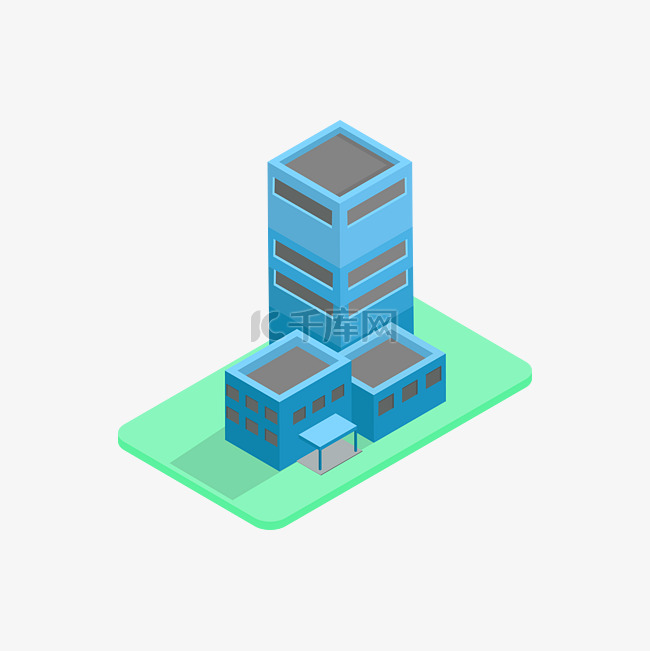矢量手绘卡通2.5D建筑