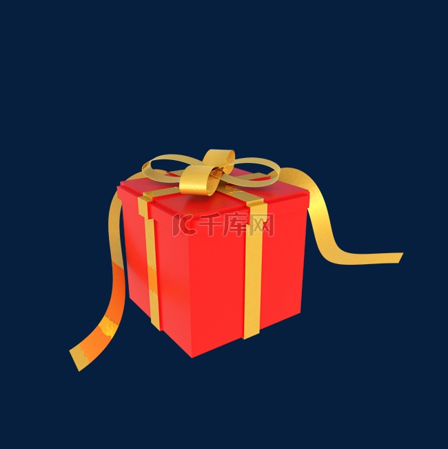 C4D立体红色礼物盒礼品盒