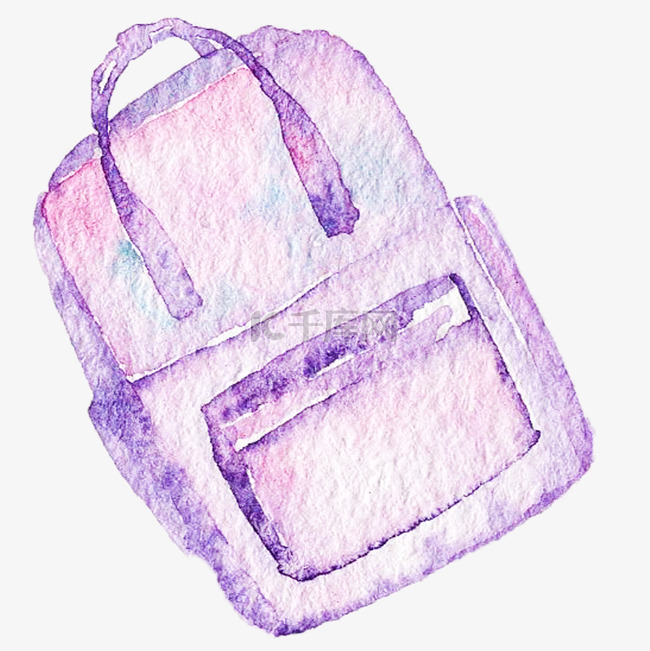手绘紫色旅游包插画