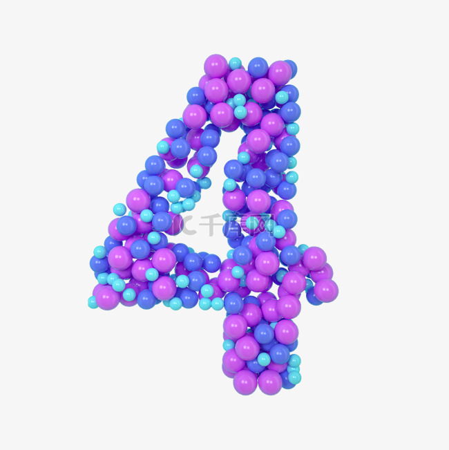 C4D气球立体数字4
