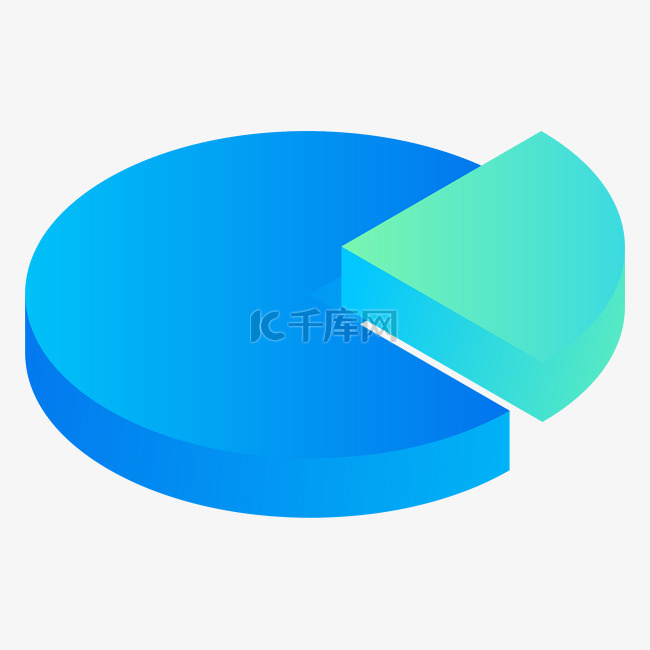 蓝色饼状图立体图表设计