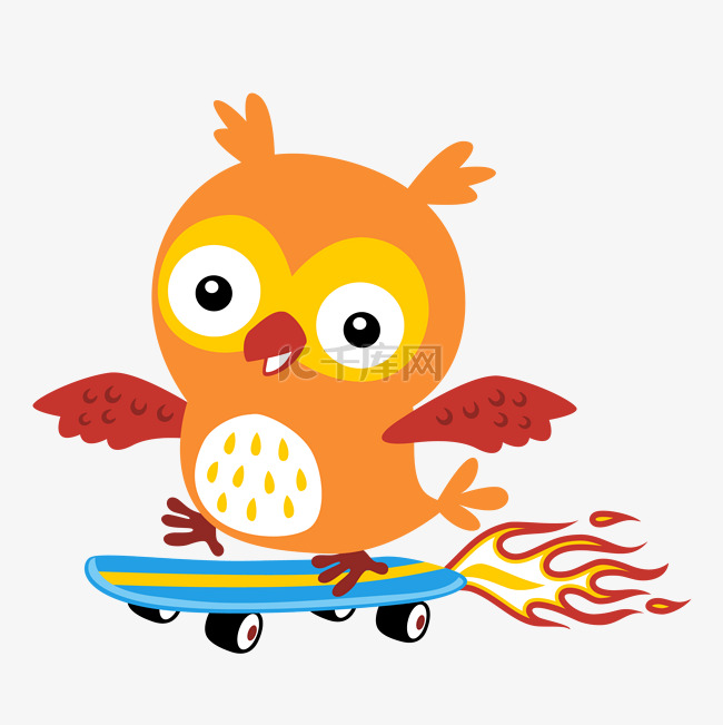玩滑板的猫头鹰矢量素材