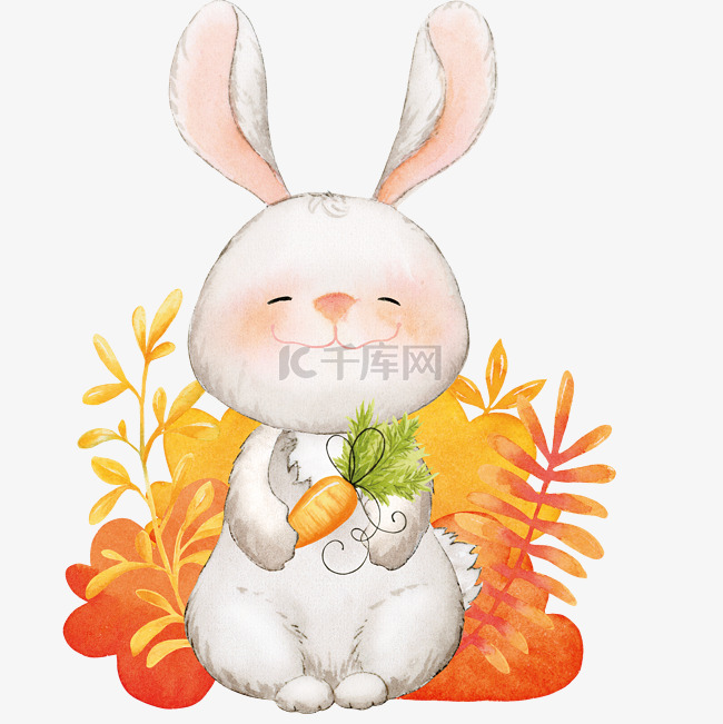 立秋吃萝卜的小兔子