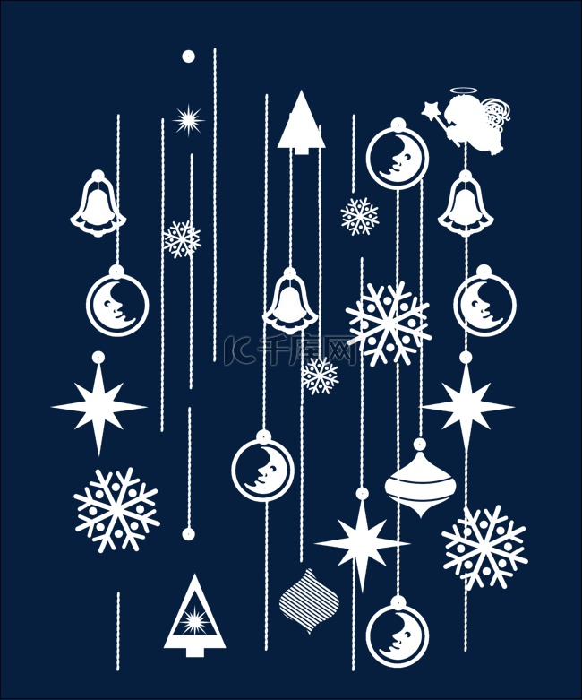 冬季雪花铃铛圣诞装饰素材