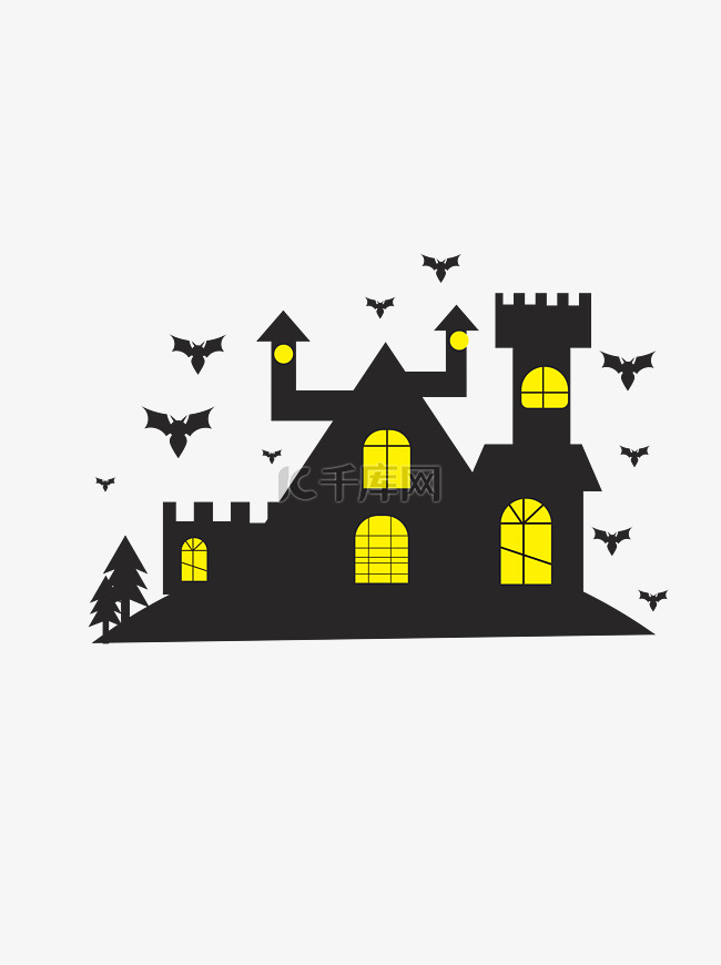 万圣节城堡房子蝙蝠鬼屋