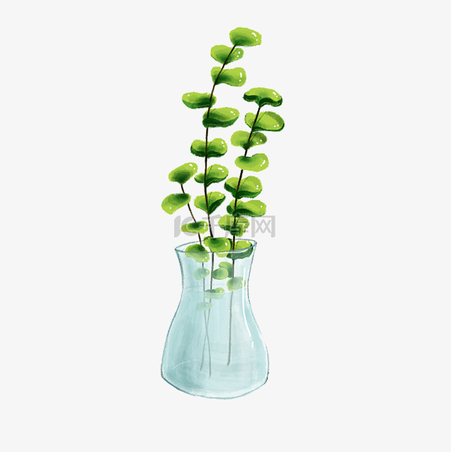 日系小清新盆栽透明花瓶绿叶