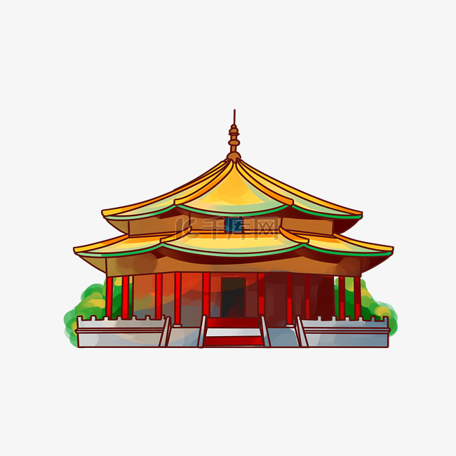 手绘旅游城市沈阳插画